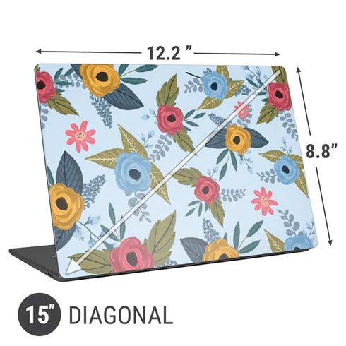Blue Fall Flowers Universal Laptop 15in (12.2 x 8.8in) Skin
